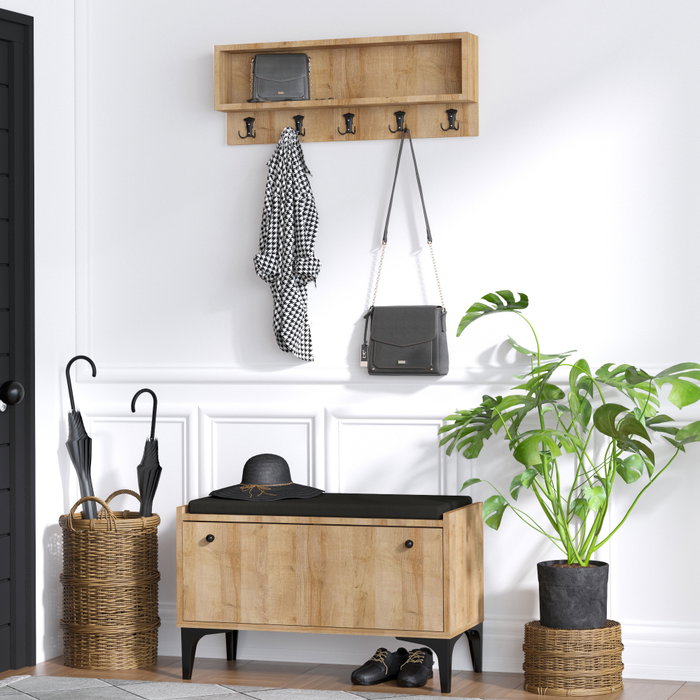 Hanah Home Lena Armario para Zapatos Roble con Perchero